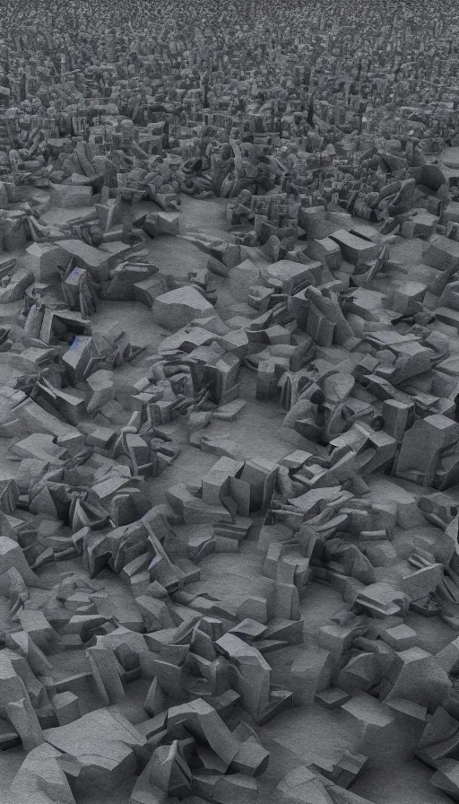 Image similar to a dystopian landscape made of beautiful human bodies, Octane Render, cinematic