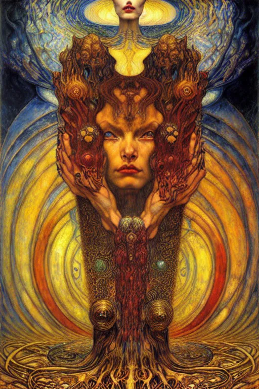 Image similar to Divine Chaos Engine by Karol Bak, Jean Delville, William Blake, Gustav Klimt, and Vincent Van Gogh, symbolist, visionary