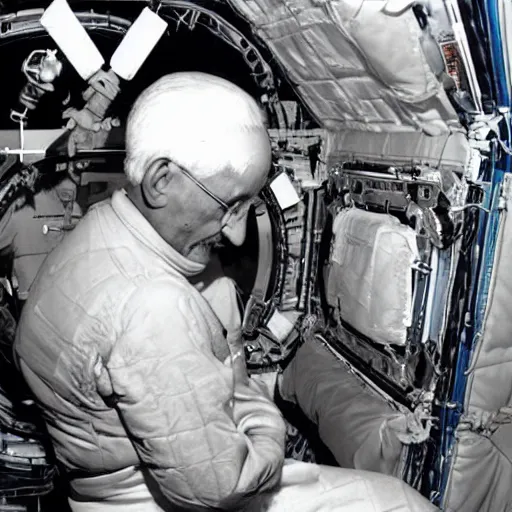 Prompt: mohandas gandhi inside the international space station