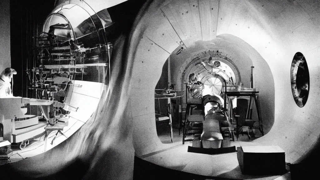 Prompt: an mri section of james cavell in the living room, film still from the movie directed by denis villeneuve with art direction by salvador dali, wide lens