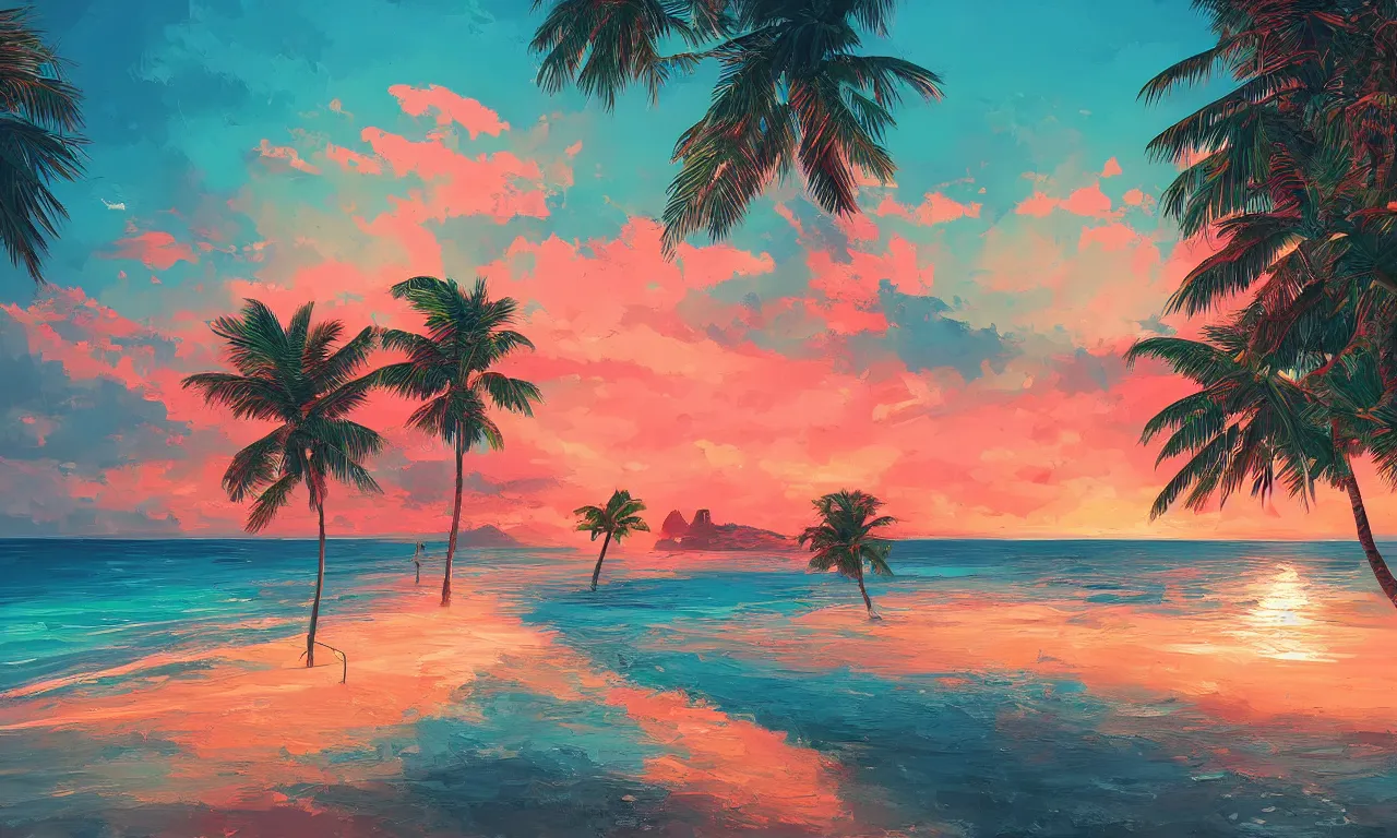 Image similar to paradise beach by alena aenami artworks in 4 k