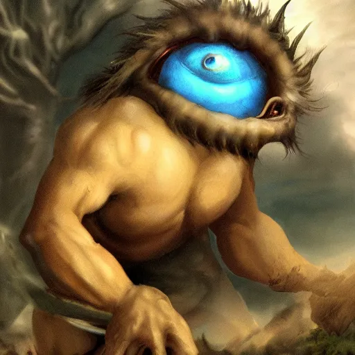 Prompt: one eyed troll, cyclopean giant