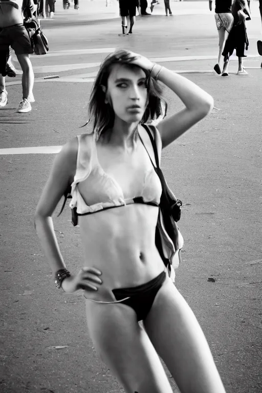 Image similar to street photography of gorgeous model girl on Santa Monica peer By Emmanuel Lubezki