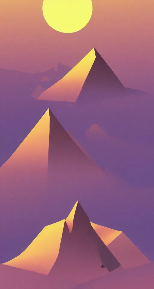 Image similar to geometric design minimalist isometric mountain with full moon behind the top, trending on artstation, cute beautiful digital art, rule of thirds, iphone wallpaper, monument valley,