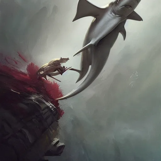 Prompt: cat with shark tail, smooth, artstation, digital illustration by Ruan Jia and Mandy Jurgens and Artgerm and Wayne Barlowe and Greg Rutkowski and Zdislav Beksinski