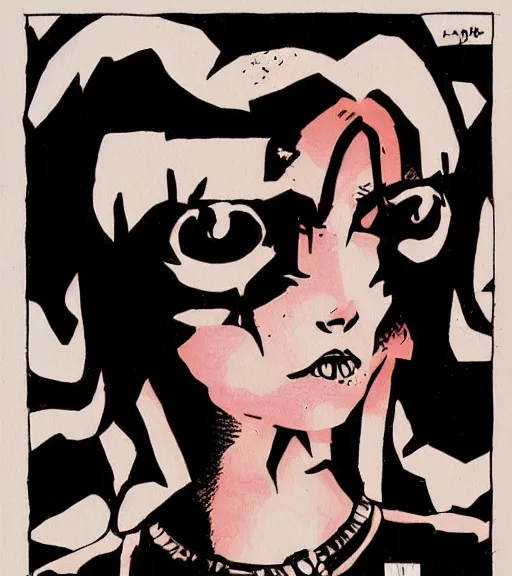 Image similar to portrait of Dc vertigo Death as a cutie goth girl by, Mike Mignola, chris bachalo, shaded ink illustration