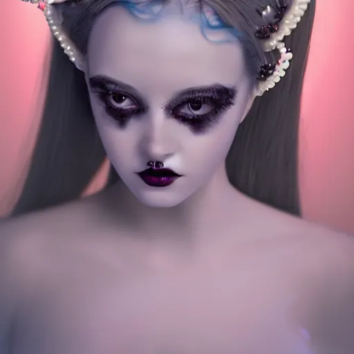 Prompt: of a angel woman inspired by Natalie Shau,pearls,French braids in hair ,cinematic,8K