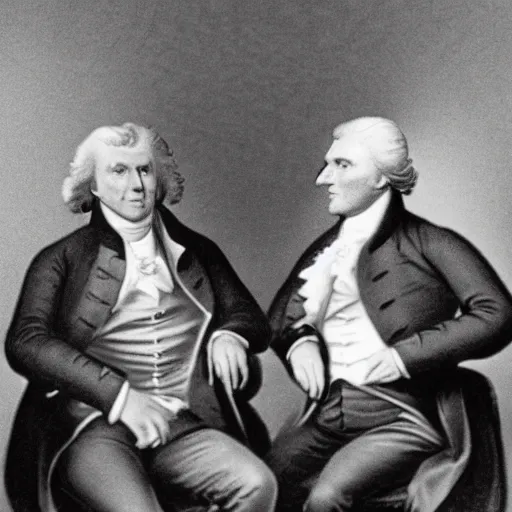 Image similar to old photograph of alexander hamllton and thomas jefferson smoking a blunt