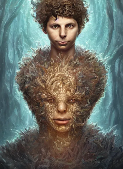 Image similar to portrait of Micheal Cera as a large Lovcraftian monster, fantasy, intricate, elegant, highly detailed, digital painting, artstation, concept art, smooth, sharp focus, illustration, art by artgerm and greg rutkowski