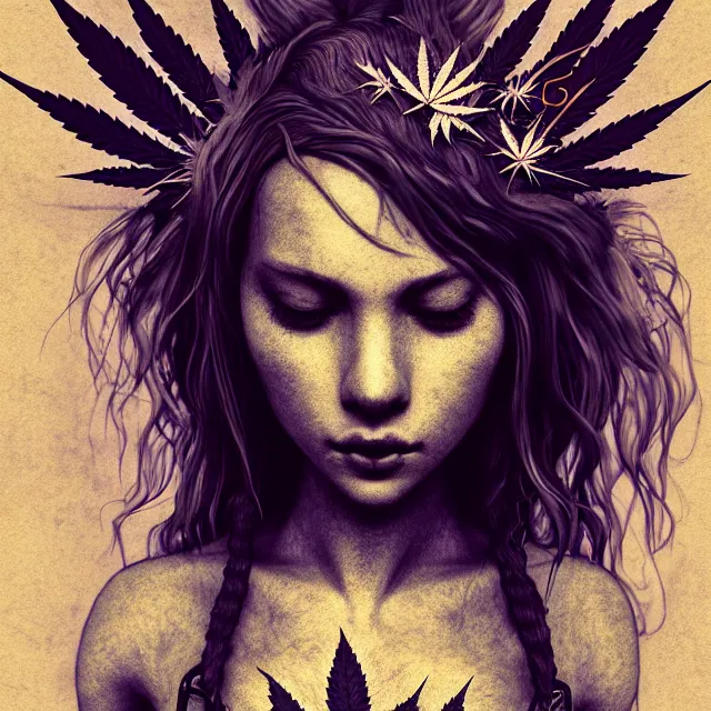 Prompt: full body pose, beautiful adult marijuana fairy, grungy, grunge, highly detailed, 4 k, hdr, smooth, sharp focus, high resolution, award - winning photo, artgerm, photorealistic