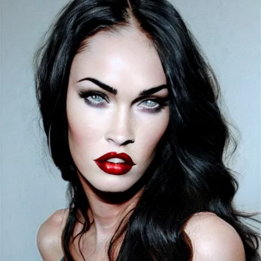 Image similar to megan fox portrait, halloween, halloween costumes, vampire, zombie, mummy, scary, dark, horror