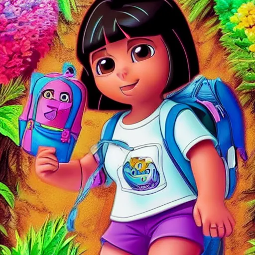 Prompt: dora the explorer in real life, photorealistic, hyper detailed