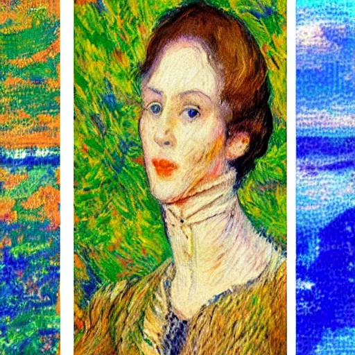 Image similar to AI reaches sentience, impressionist art