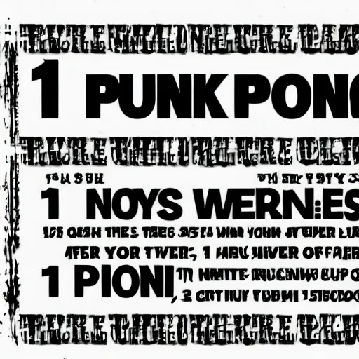 Image similar to text : 1, number one, 1!!!!, punk font