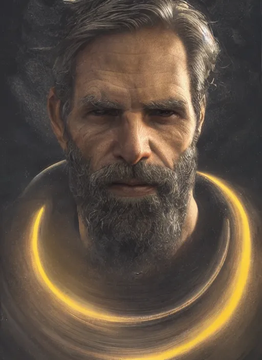 Image similar to portrait of the engineer from prometheus. iceland black sand background. by anne stokes and larry elmore, smooth shaven face, lucian freud and drew struzan, detailed matte painting, realistic portrait, symmetrical, highly detailed, digital painting, artstation, concept art, smooth, sharp focus, illustration, cinematic lighting, 8 k resolution