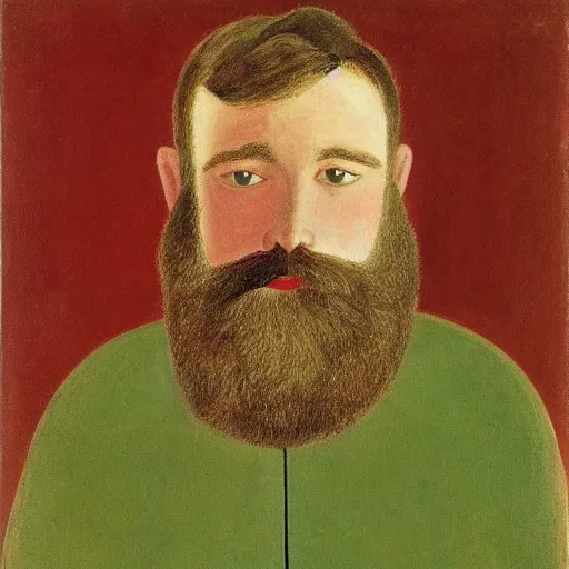 Prompt: portrait of a bearded man by dora carrington