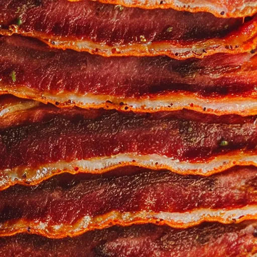 Prompt: close up high resolution photo of vegan bacon, very tasty, food photography, instagram, trending