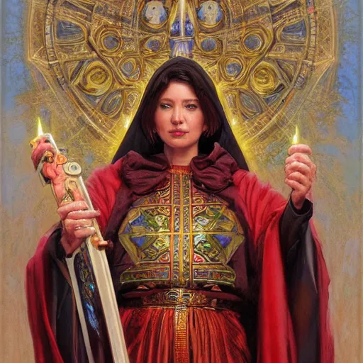 Prompt: The holy priest offers you herself portrait art by Donato Giancola and Bayard Wu, digital art, trending on artstation, 4k