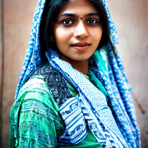 Prompt: portrait of a beautiful Bangladeshi girl at dawn, 8k, 55m lens,