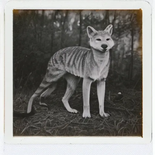 Image similar to polaroid photo of a thylacine