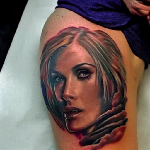 highly detailed tattoo of rachel smoking from blade | Stable Diffusion ...