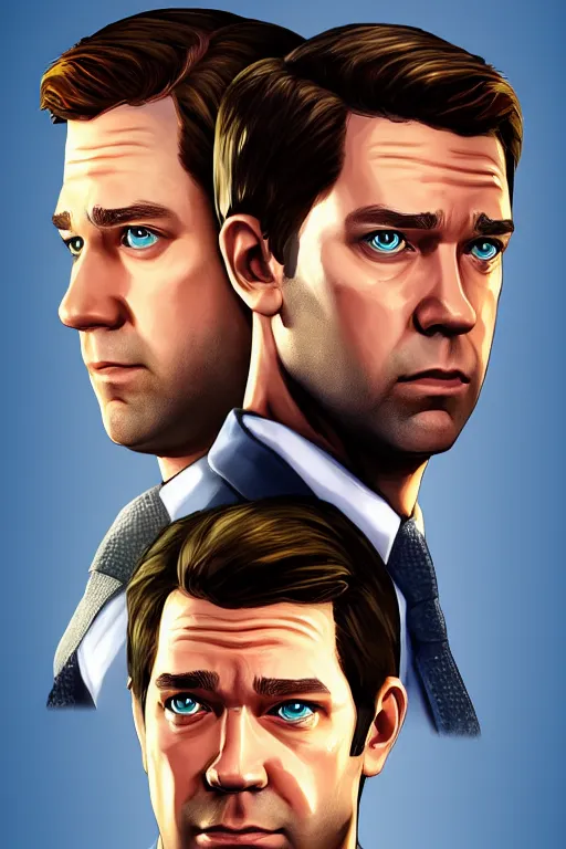 Image similar to john krasinski gta character art, game cover, the office, jim halpert, artstation,