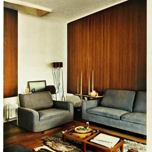 Image similar to late 70s eastern european apartment, design magazine photo