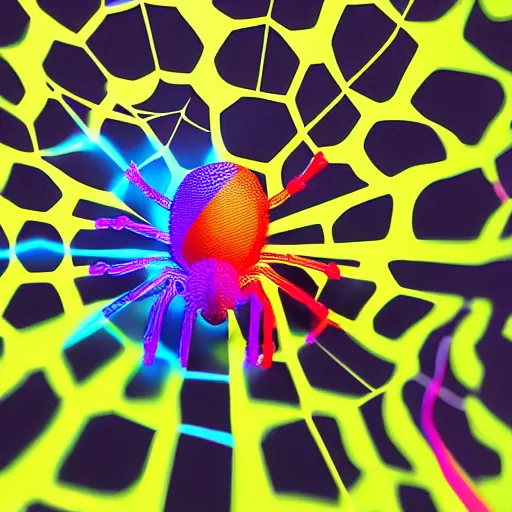 Image similar to a colorful, patterned spider, a computer rendering by jonathan zawada, pelton, featured on polycount, computer art, rendered in cinema 4 d, octane render, rendered in maya
