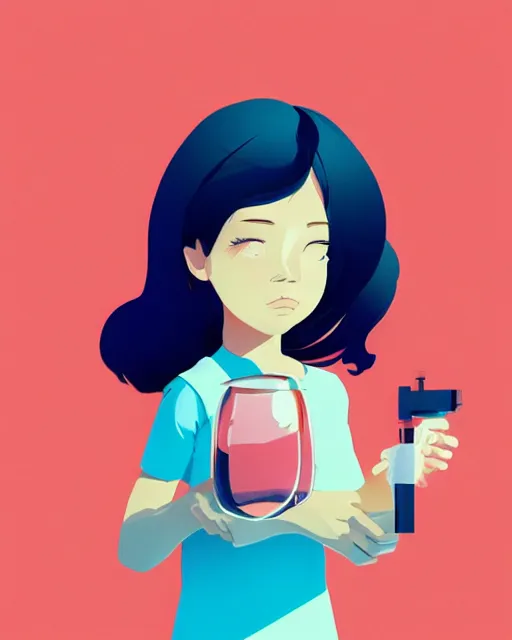 Image similar to a little girl is doing a science experiment. clean cel shaded vector art. minimalist illustration art by lois van baarle, artgerm, helen huang, by makoto shinkai and ilya kuvshinov, rossdraws