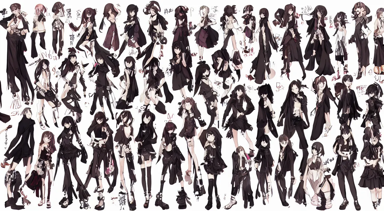Image similar to fashion, shibuya, anime, game, characters reference sheet, high quality, ultra detailed