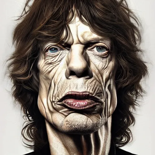 Image similar to digital painting of mick jagger by filipe pagliuso and justin gerard, symmetric, fantasy, highly, detailed, realistic, intricate