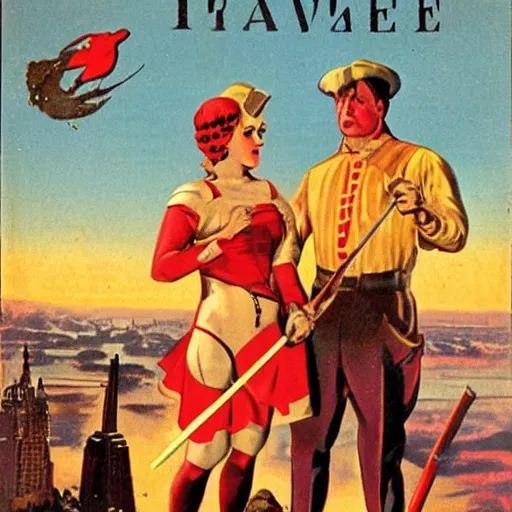 Image similar to Ivanhoe, vintage pulp art