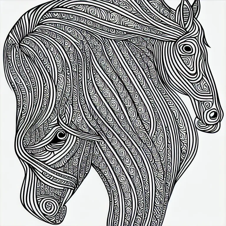 Image similar to beautiful horse, ornamental, fractal, line art, vector, outline, simplified