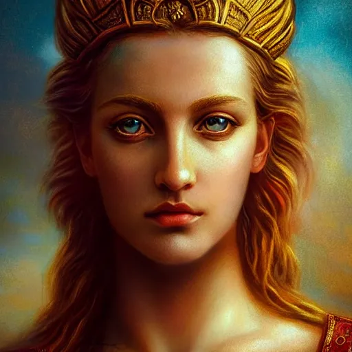 Prompt: majestic gracious regal seductive deity aphrodite portrait, ancient greece, atmospheric lighting, painted, ravenous, tempestuous, humble, intricate, volumetric lighting, beautiful, rich deep colours masterpiece, golden hour, golden ratio, sharp focus, ultra detailed, by leesha hannigan, ross tran, thierry doizon, kai carpenter, ignacio fernandez rios