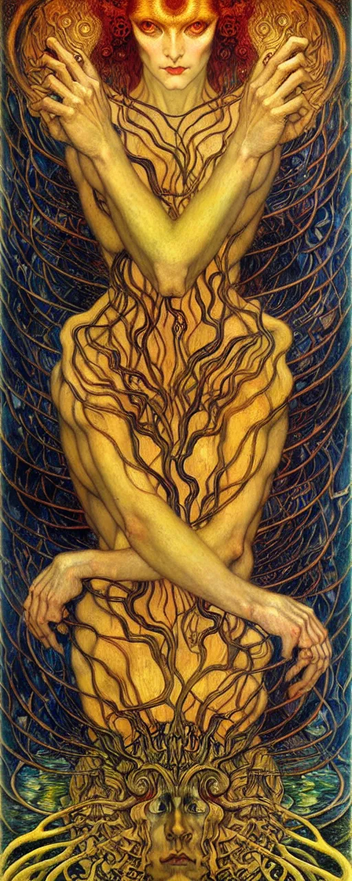 Image similar to Divine Chaos Engine by Karol Bak, Jean Delville, William Blake, Gustav Klimt, and Vincent Van Gogh, symbolist, visionary