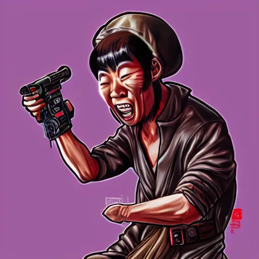 Prompt: crazy asian man in the style of star wars by rossdraws, artgrem