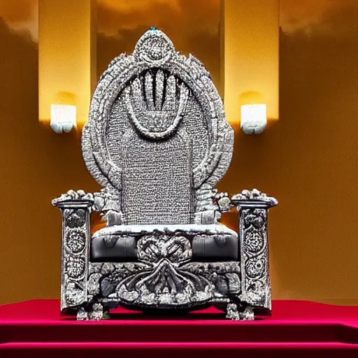 Image similar to majestic throne made of millions of diamonds and zaphires