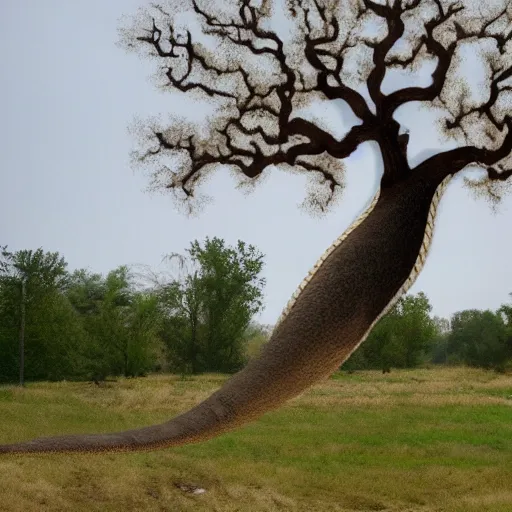 Image similar to a giant snake with an oak tree for a head