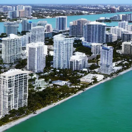 Image similar to a photograph of miami beach after 1 0 0 years of rising sea level
