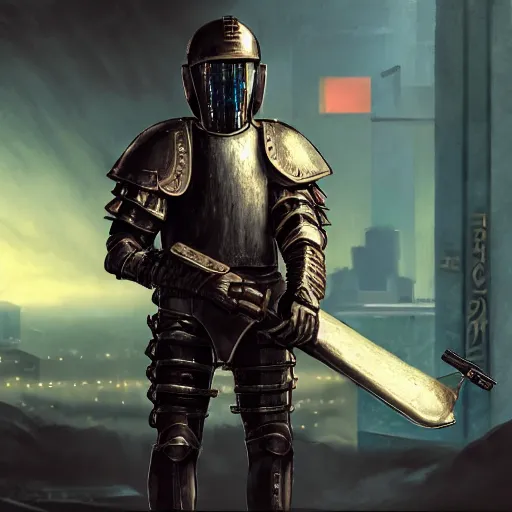 Prompt: portrait of a roman soldier wearing armor, cyberpunk rifle at his side, cinematic, painting