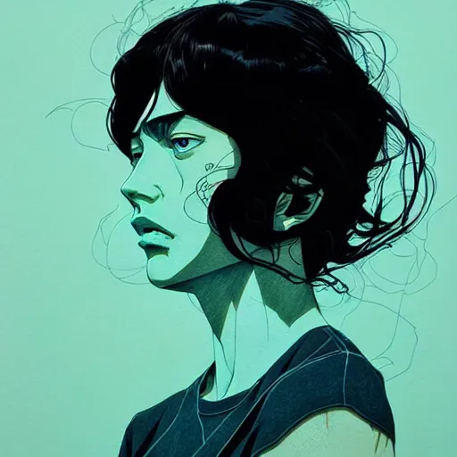 Image similar to portrait soft light, by killian eng and josan gonzalez and conrad roset, inspired by akira anime, etching, fine, sharp high detail, screen print,