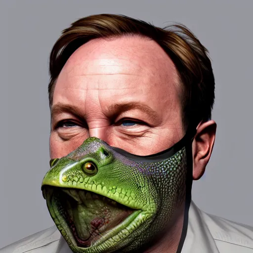 Image similar to hyperrealistic mixed media image of info wars alex jones with ( ( bullfrog face mask ) ), stunning 3 d render inspired art by xiang duan and thomas eakes and greg rutkowski, perfect facial symmetry, hyper realistic texture, realistic, highly detailed attributes and atmosphere, dim volumetric cinematic lighting, 8 k octane detailed render, post - processing, masterpiece,