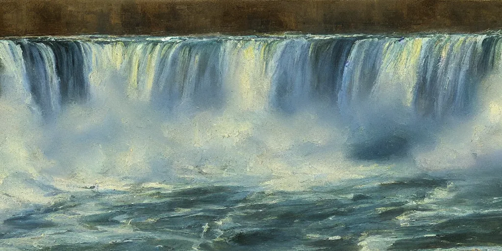 Image similar to niagara falls by richard schmid, gestural loose painterly