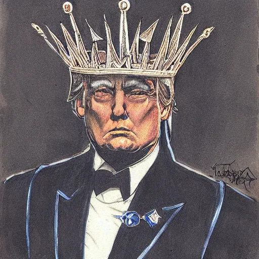 Image similar to knights armor, donald trump, crown, donald trump, by hans thoma