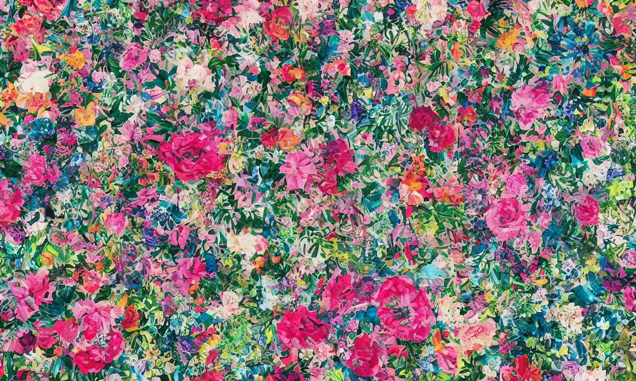 Image similar to extreme floral maximalism