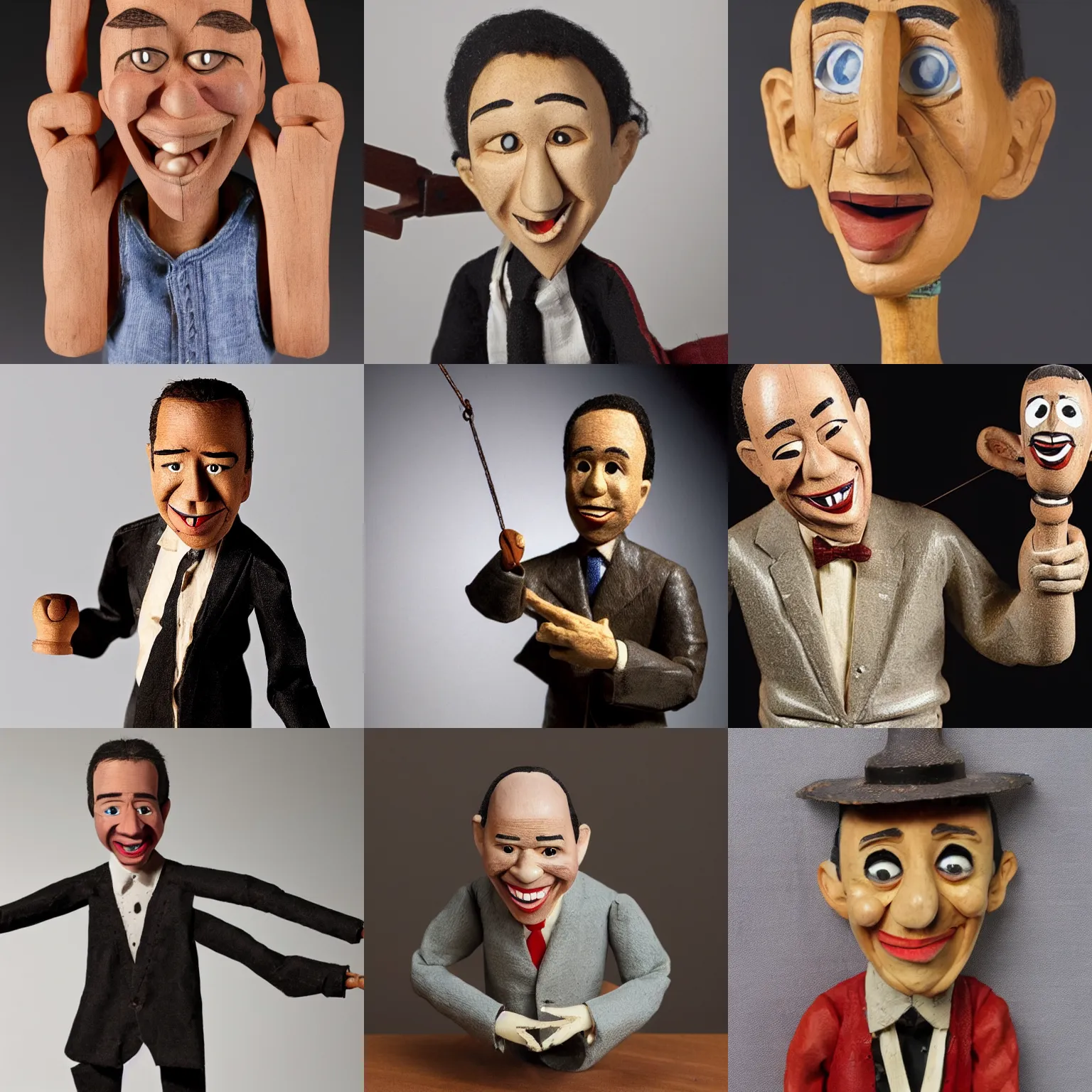 Prompt: a hand - carved marionette of gilbert gottfried