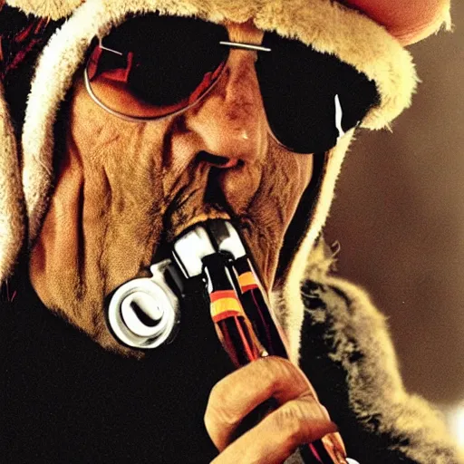 Prompt: hunter s. thompson as camel joe smoking cigarette, detailed faces