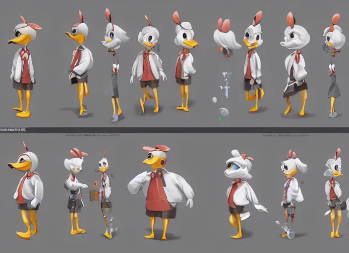 Image similar to award - winning detailed concept art of a cute iconic anthropomorphic duck character wearing a sailor suit. art by wlop on bcy. net, realistic. detailed feathers, art by cheng yi. artstationhd, artgerm, 3 dcg, pixar zootopia. 3 d rendering, high quality model sheet, donald. model sheet detailed