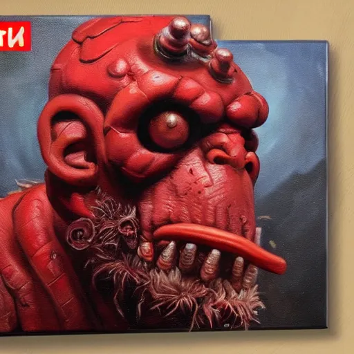 Prompt: Oil painting of Hellboy very detailed 4K quality