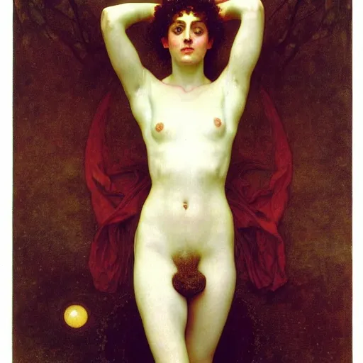 Image similar to goddess of transcendential consciousness, william - adolphe bouguereau, egon schiele, gustav klimt